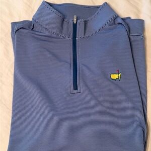 Masters Peter Millar Blue Striped Quarter-Zip Pullover XL
